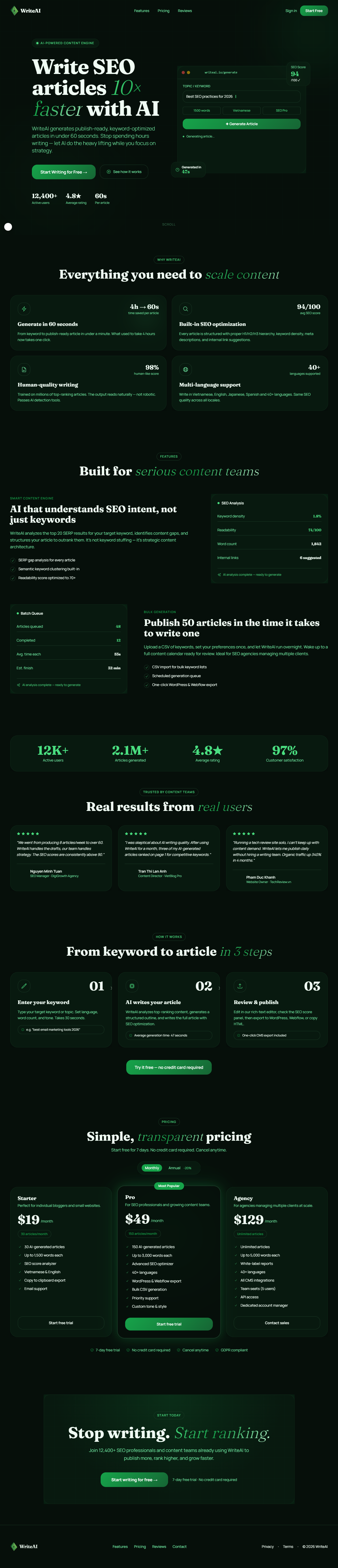 Lading Page Write SEO - Vibecoding Free