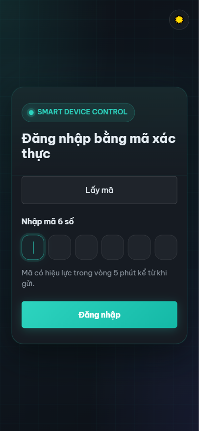 Trang đăng nhập panel lấy mã xác thực bằng Telegram